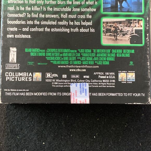 The Thirteenth Floor Matrix SciFi Craig Bierko Gretchen Mol Vincent Donofrio VHS - Picture 9 of 9